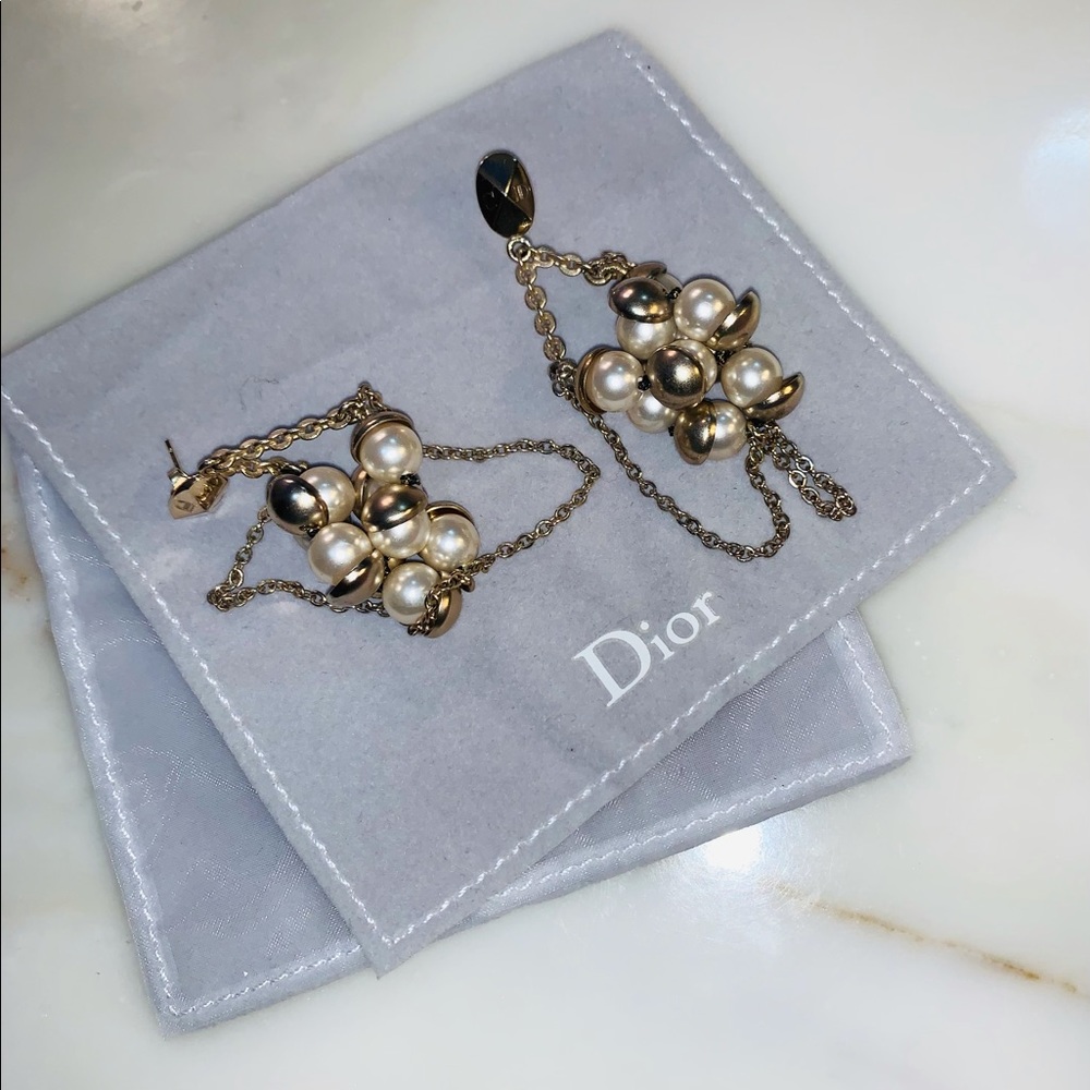Christian Dior pearl tribal earrings